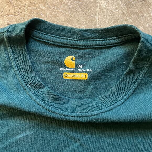 Carhartt Mens Pocket T-Shirt M Dark Green Loose Fit Outdoor Classic Cabincore - Picture 2 of 7